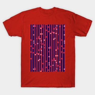 Stripes, Dots - Blue and Red T-Shirt